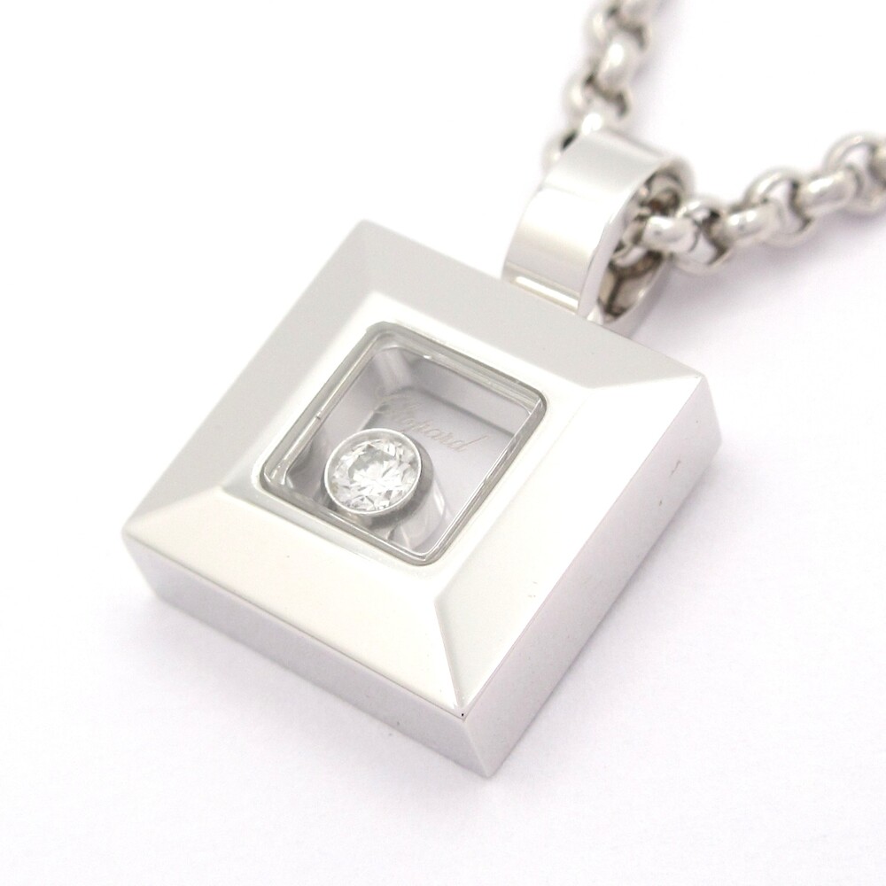 Chopard Happy Diamond Square Necklace 792938 18K White Gold Diamond Glass